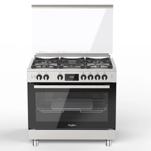 Whirlpool Free Stand Gas Cooker Full Safety 90cm Soft Close LCD Catalytic Stainless Steel Whirlpool Free Stand Gas Cooker Full Safety 90cm Soft Close LCD Catalytic Stainless Steel